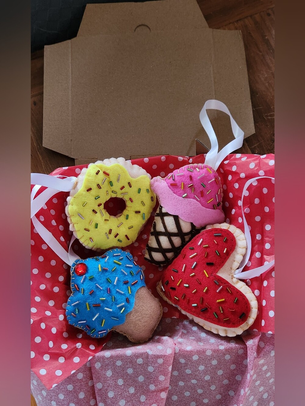 Handmade Sweet Desert Felt Ornaments Set (Pack Of 4)